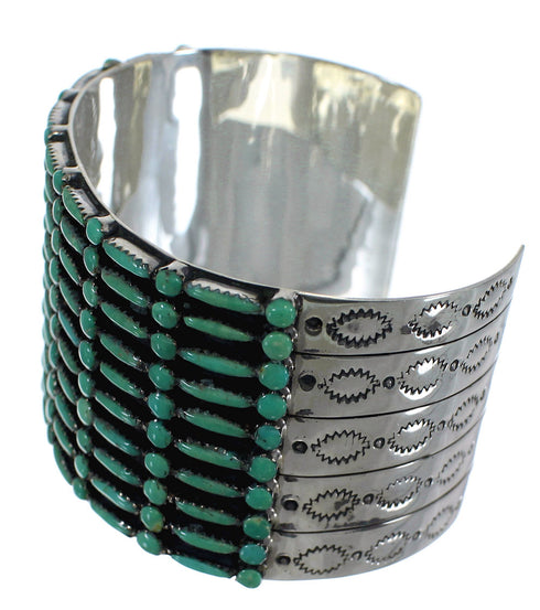 Turquoise Needlepoint Heavy Sterling Silver Cuff Bracelet CX49561