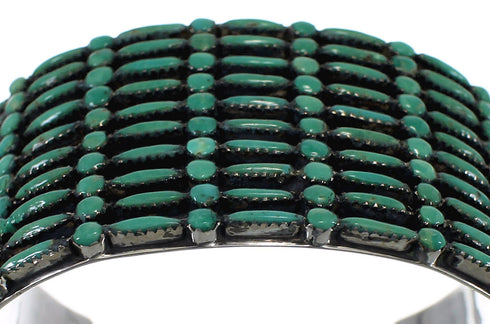 Turquoise Needlepoint Heavy Sterling Silver Cuff Bracelet CX49561