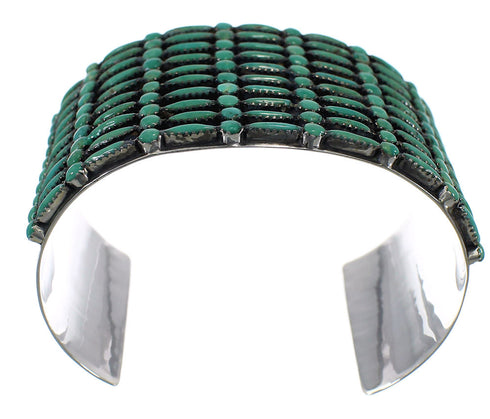 Turquoise Needlepoint Heavy Sterling Silver Cuff Bracelet CX49561