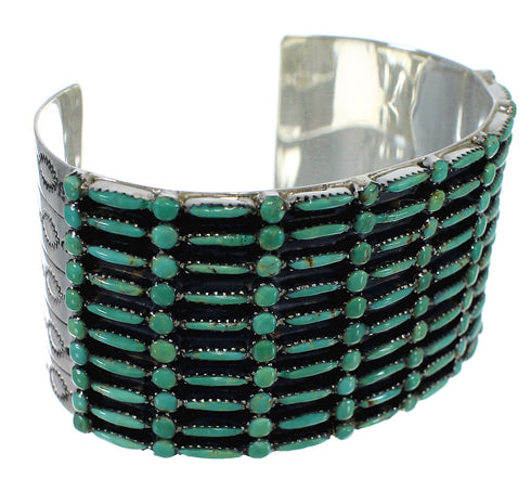 Turquoise Needlepoint Silver Substantial Cuff Bracelet CX49562