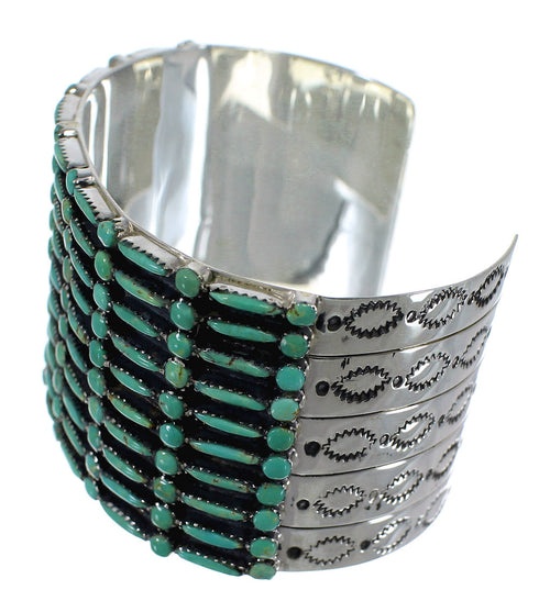 Turquoise Needlepoint Silver Substantial Cuff Bracelet CX49562