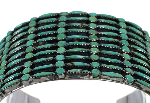 Turquoise Needlepoint Silver Substantial Cuff Bracelet CX49562