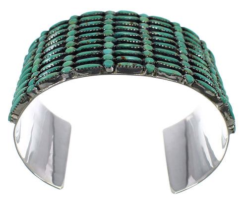 Turquoise Needlepoint Silver Substantial Cuff Bracelet CX49562