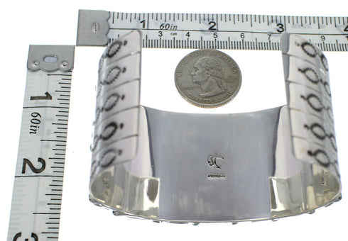 Turquoise Needlepoint Silver Substantial Cuff Bracelet CX49562