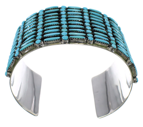 Turquoise Needlepoint Sterling Silver Well-Built Cuff Bracelet CX49565
