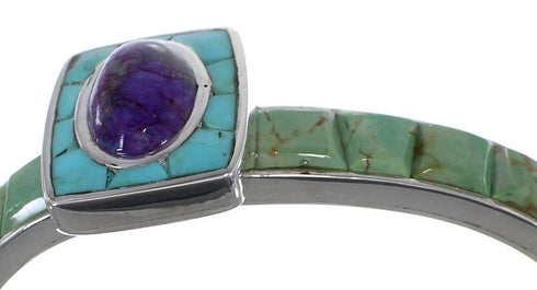Sterling Silver Southwest Multicolor Turquoise Cuff Bracelet CX49637