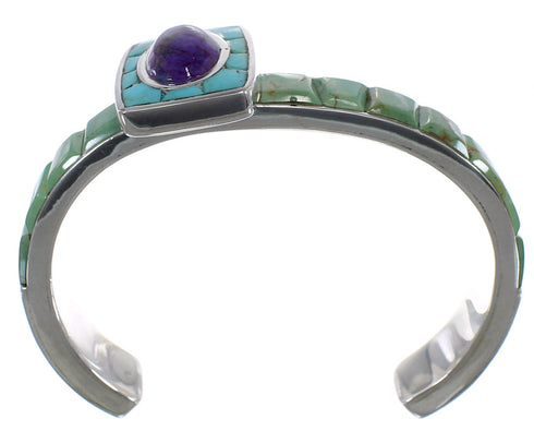 Sterling Silver Southwest Multicolor Turquoise Cuff Bracelet CX49637
