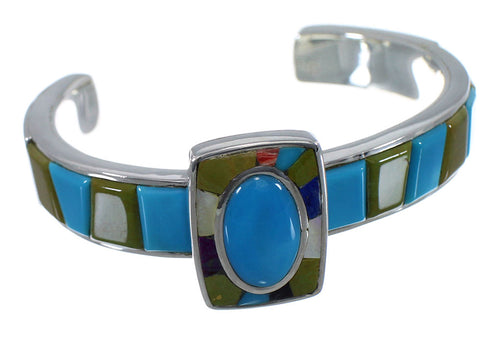 Multicolor Southwest Genuine Sterling Silver Cuff Bracelet CX49645