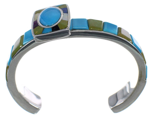 Multicolor Southwest Genuine Sterling Silver Cuff Bracelet CX49645