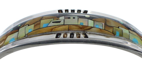 Multicolor Silver Native American Village Design Cuff Bracelet CX49649
