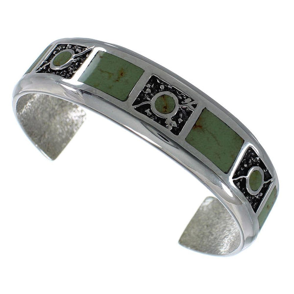 Southwest Authentic Sterling Silver Turquoise Cuff Bracelet CX49656