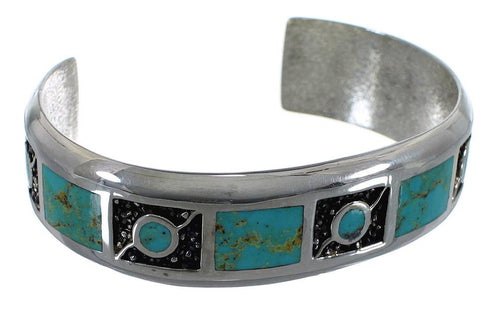 Turquoise Authentic Sterling Silver Southwest Cuff Bracelet CX49659
