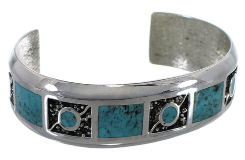 Southwestern Authentic Sterling Silver Turquoise Cuff Bracelet CX49662