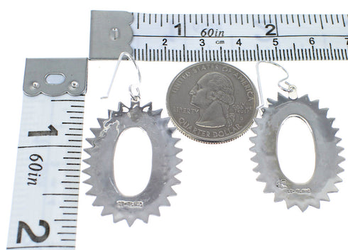 Southwestern Sterling Silver Turquoise Hook Dangle Earrings AX49974