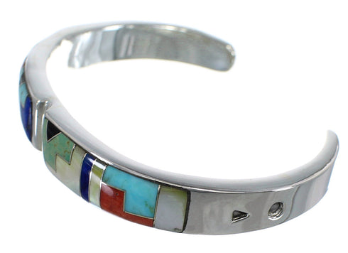 Sterling Silver Southwest Multicolor Heavy Cuff Bracelet CX49760