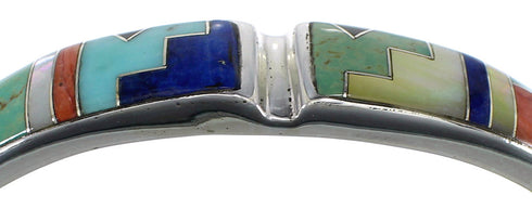 Sterling Silver Southwest Multicolor Heavy Cuff Bracelet CX49760