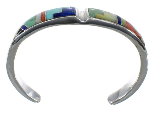 Sterling Silver Southwest Multicolor Heavy Cuff Bracelet CX49760