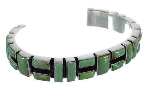Southwest Authentic Sterling Silver Turquoise Cuff Bracelet CX49769