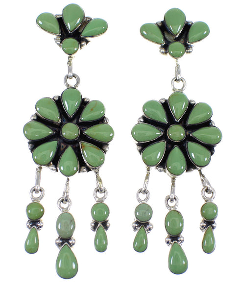 Turquoise And Genuine Sterling Silver Post Dangle Earrings AX50907