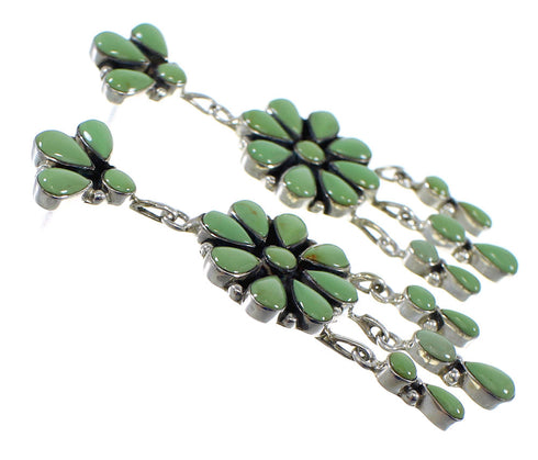 Turquoise And Genuine Sterling Silver Post Dangle Earrings AX50907