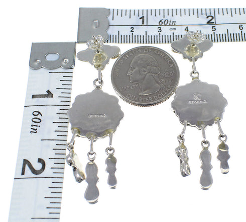 Turquoise And Genuine Sterling Silver Post Dangle Earrings AX50907