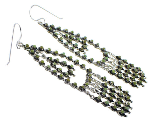 Southwestern Turquoise Sterling Silver Hook Dangle Earrings AX50974