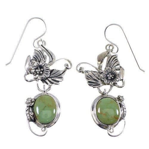 Sterling Silver Turquoise Jewelry Hook Dangle Flower Earrings AX50032