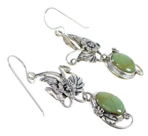 Sterling Silver Turquoise Jewelry Hook Dangle Flower Earrings AX50032