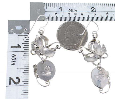 Sterling Silver Turquoise Jewelry Hook Dangle Flower Earrings AX50032