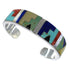 Sterling Silver Southwest Multicolor Inlay Heavy Cuff Bracelet CX49887