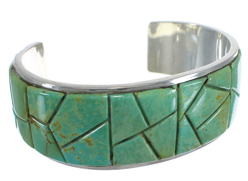 Turquoise Silver Southwestern Well-Built Cuff Bracelet CX49890
