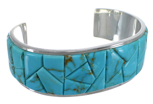 Sterling Silver Turquoise Southwest Well-Built Cuff Bracelet CX49901