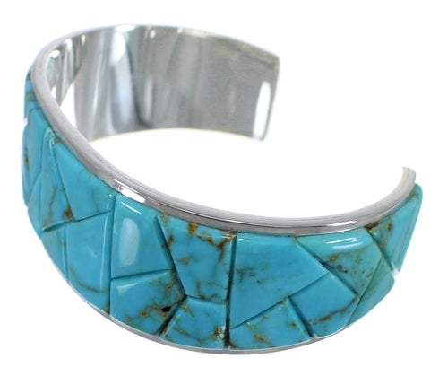Sterling Silver Turquoise Southwest Well-Built Cuff Bracelet CX49901