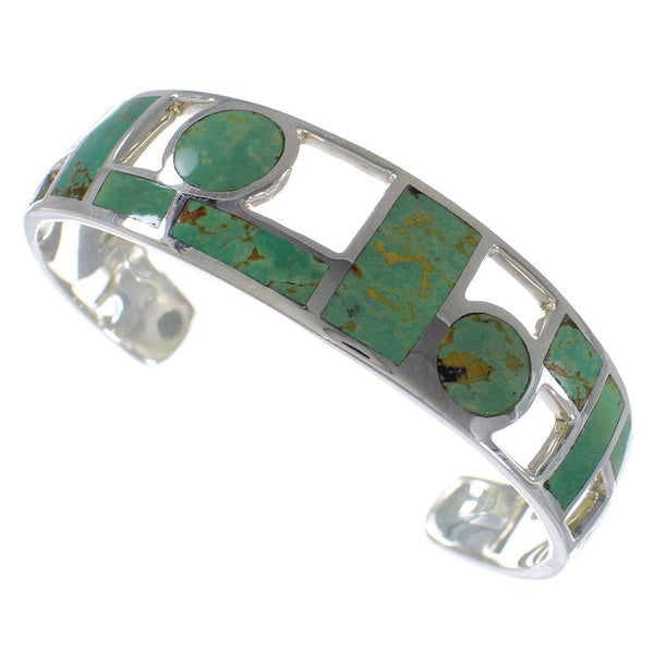 Southwest Sterling Silver Turquoise Inlay Cuff Bracelet CX49906