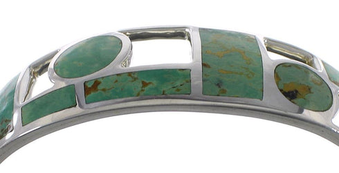 Southwest Sterling Silver Turquoise Inlay Cuff Bracelet CX49906