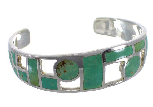 Sterling Silver Southwest Turquoise Inlay Cuff Bracelet CX49907