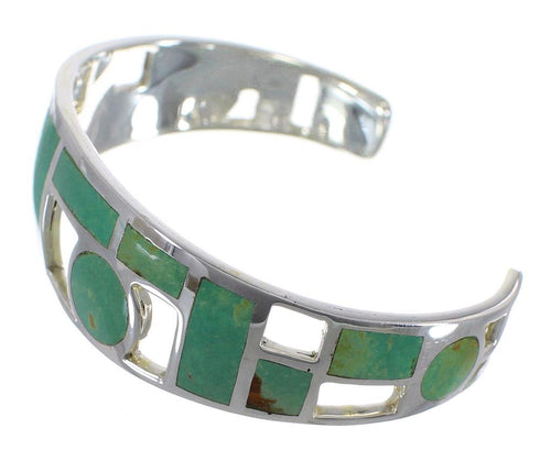 Sterling Silver Southwest Turquoise Inlay Cuff Bracelet CX49907