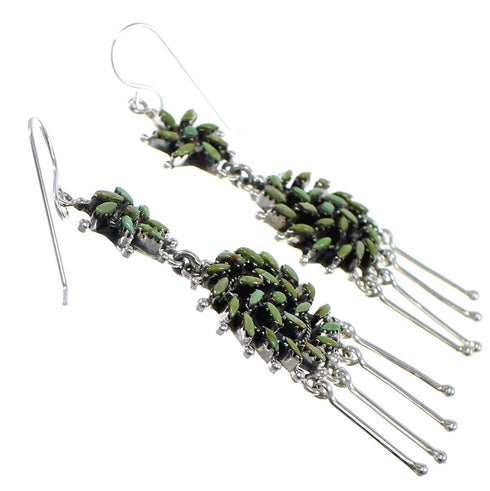 Southwest Silver Turquoise Needlepoint Hook Dangle Earrings AX51067