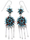 Sterling Silver Turquoise And Coral Needlepoint Hook Dangle Earrings AX51086
