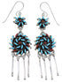 Sterling Silver Turquoise And Coral Needlepoint Hook Dangle Earrings AX51086