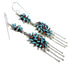Sterling Silver Turquoise And Coral Needlepoint Hook Dangle Earrings AX51086