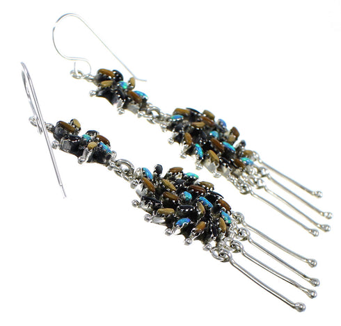 Silver Multicolor Needlepoint Hook Dangle Earrings AX51088