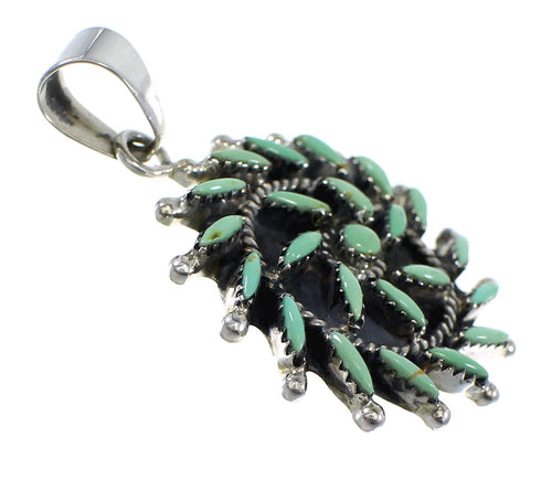 Turquoise Needlepoint Sterling Silver Southwestern Pendant AX51110