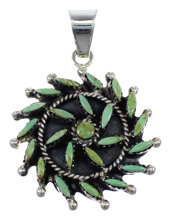 Turquoise Needlepoint Silver Slide Pendant AX51112