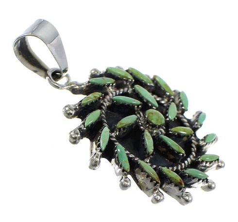 Turquoise Needlepoint Silver Slide Pendant AX51112