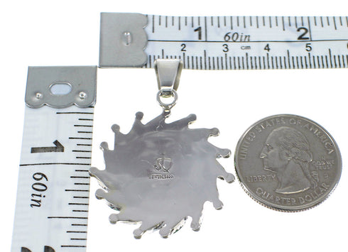 Turquoise Needlepoint Authentic Sterling Silver Slide Pendant AX51113