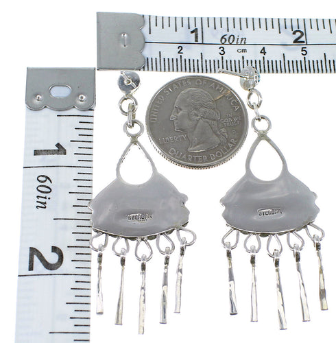 Sterling Silver Turquoise Coral Needlepoint Post Dangle Earrings AX50716