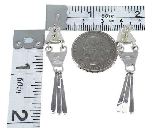 Turquoise Inlay Sterling Silver Post Dangle Earrings AX50830