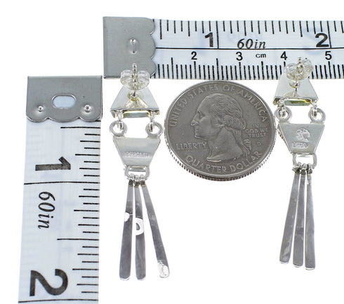 Turquoise And Opal Inlay Sterling Silver Post Dangle Earrings AX50871