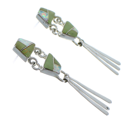 Turquoise And Opal Sterling Silver Post Dangle Earrings AX50875